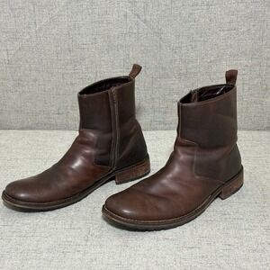Red Tape Ankle Boots Men 13 Brown Leather Zip Up